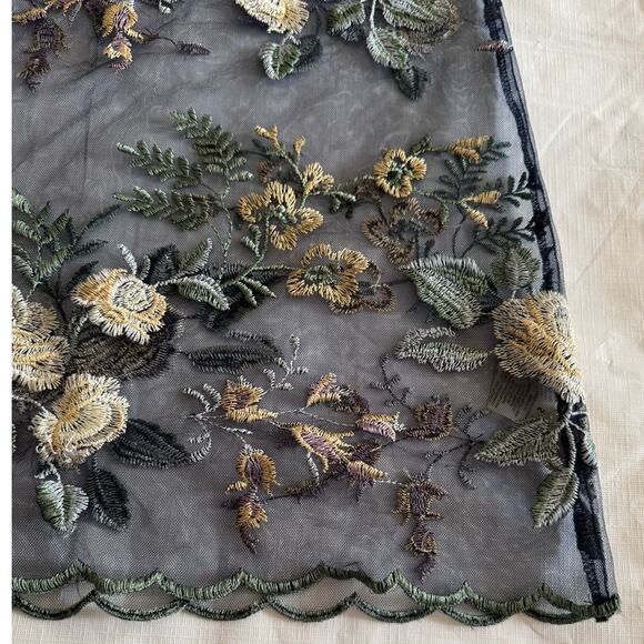 Lularoe Deanne 2 Sheer Overlay Maxi Dress Blue Embroidered Flowers Size Small - Picture 9 of 14